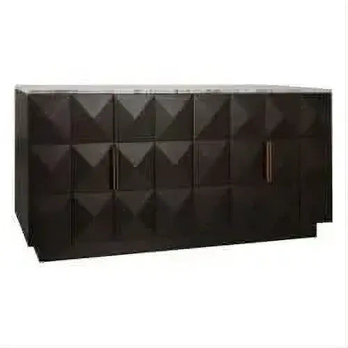 Hampshire 4-Door Buffet in Smoked Oak with River Brown Marble Top - Chocolate Wood