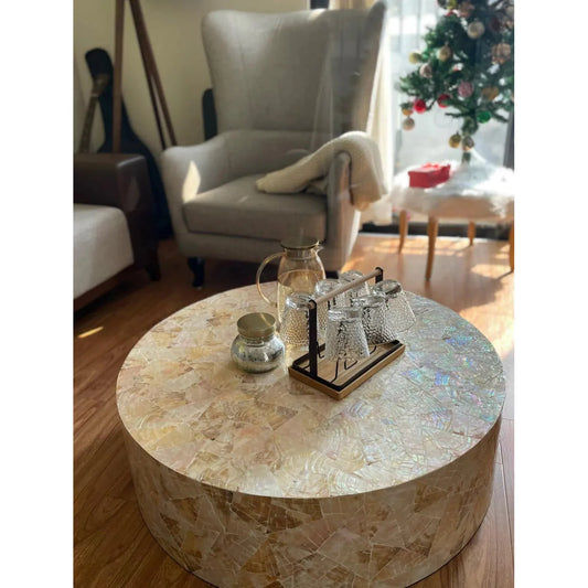 BIANCA MOTHER OF PEARL HAND MADE COFFEE TABLE - MyChocolateWood