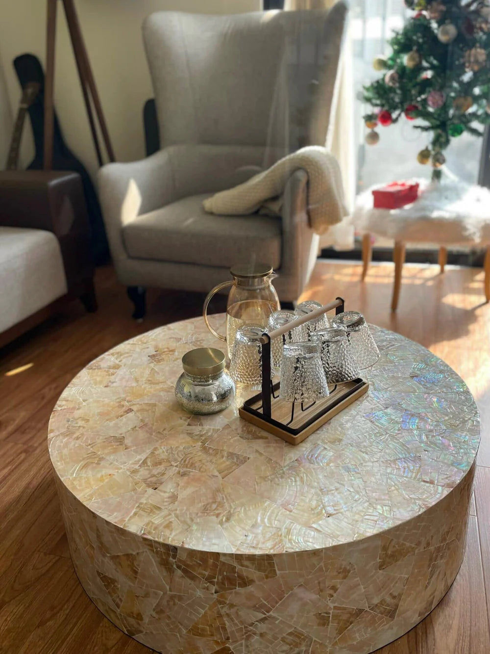 BIANCA MOTHER OF PEARL HAND MADE COFFEE TABLE - MyChocolateWood