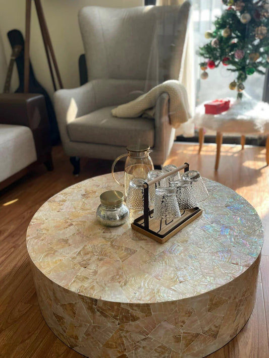BIANCA MOTHER OF PEARL HAND MADE COFFEE TABLE - MyChocolateWood