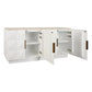Hampshire 4-Door Buffet in White Oak with Travertine Top - Chocolate Wood