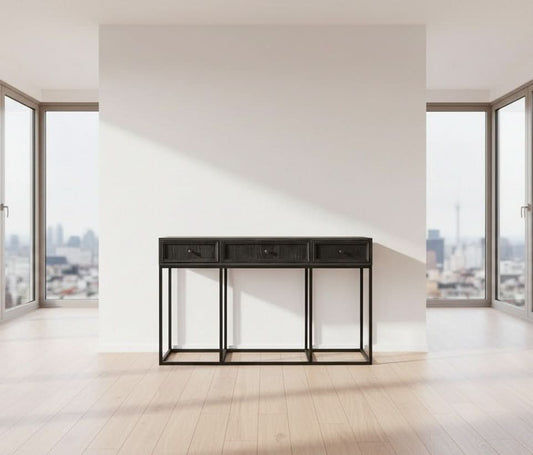 DIMANTA DESIGNER 3-DRAWER HALL TABLE/CONSOLE TABLE BLACK - MyChocolateWood