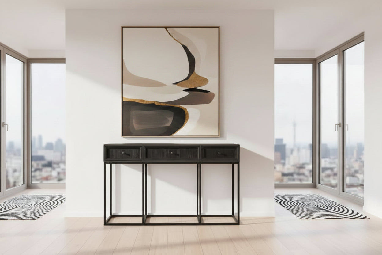 DIMANTA DESIGNER  3-DRAWER HALL TABLE/CONSOLE TABLE BLACK - MyChocolateWood