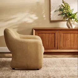 ANDERS TOP GRAIN COW LEATHER ARMCHAIR CAPPUCINO CREAM - MyChocolateWood