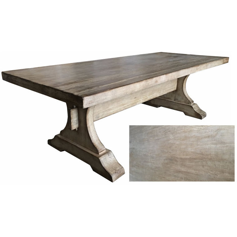 BASILICA RECYCLED OREGON TIMBER DINING TABLE LIGHT WHITEWASH BROWN 250CM - MyChocolateWood