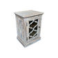 REINA GREYWASHED RECYCLED TIMBER/GLASS PANEL 1-DOOR BEDSIDE TABLE/CABINET - MyChocolateWood