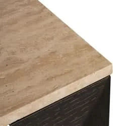 HAMPSHIRE TRAVERTINE/SMOKED OAK 4-DOOR BUFFET/SIDEBOARD - - MyChocolateWood