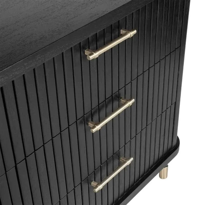 Pembroke Oak 6-Drawer Dresser in Black - Chocolate Wood