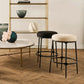 SOREN  BLACK KITCHEN STOOL - NATURAL LINEN TOP - MyChocolateWood
