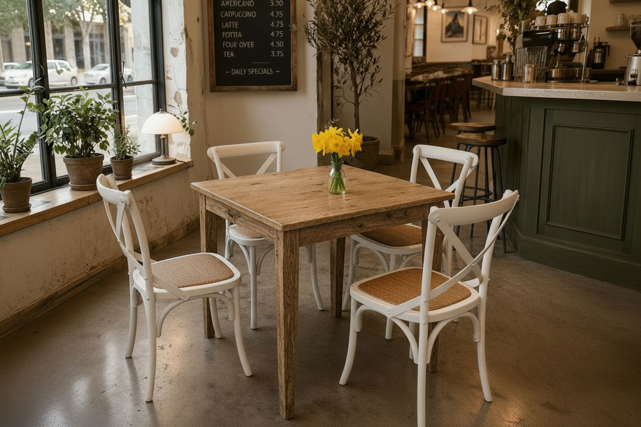 TARA 4-SEATER SQUARE DINING TABLE IN SOLID OAK WITH A NATURAL FINISH 90CM - MyChocolateWood