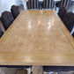 KENSIT RECYCLED ELM DINING TABLE IN 2 TONE FINISH PARQUETRY TOP 245CM - MyChocolateWood