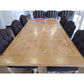 Kensit Hamptons Recycled Elm Parquetry Dining Table with White Legs - Chocolate Wood