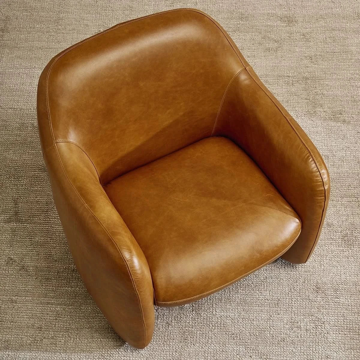 ANDERS TOP GRAIN COW LEATHER ARMCHAIR LIGHT BROWN - MyChocolateWood