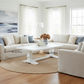 BRETTON ACACIA TIMBER COFFEE TABLE PARQUETRY TOP WHITE