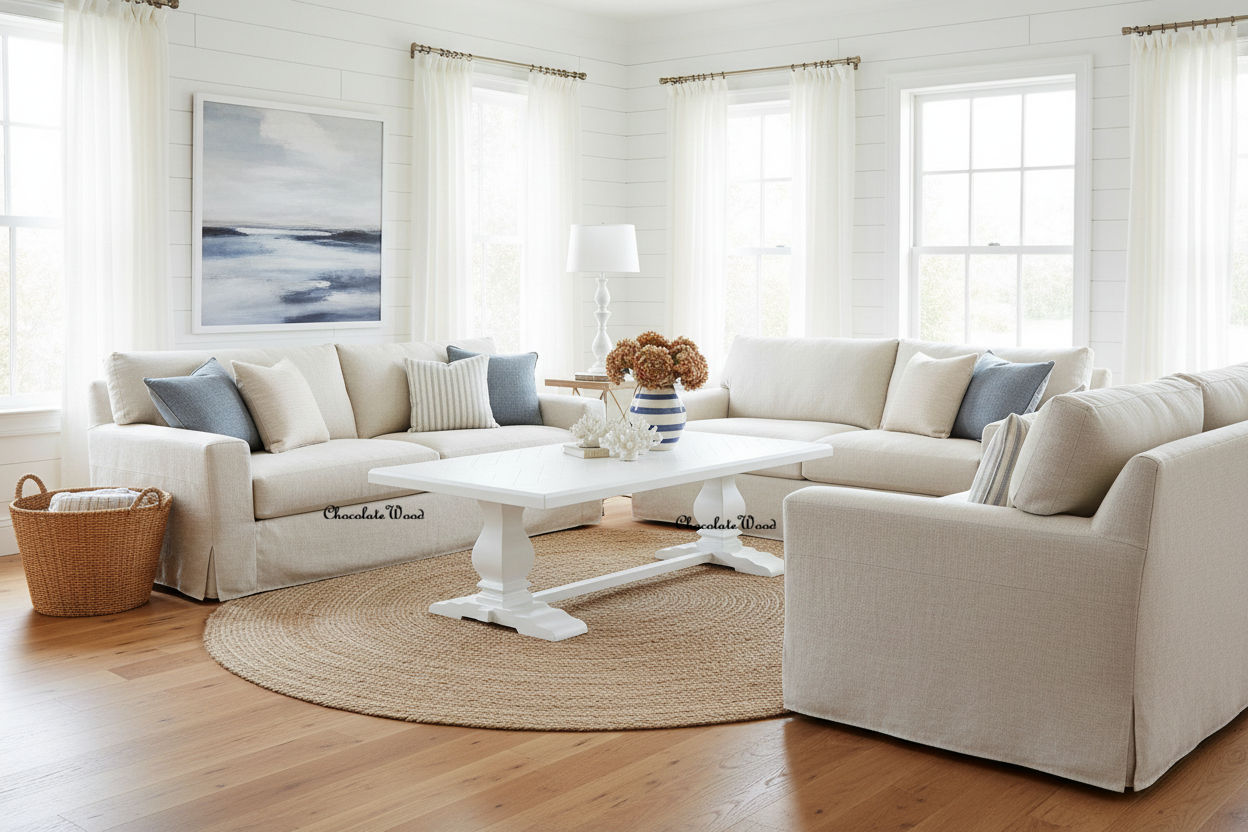 BRETTON ACACIA TIMBER COFFEE TABLE PARQUETRY TOP WHITE