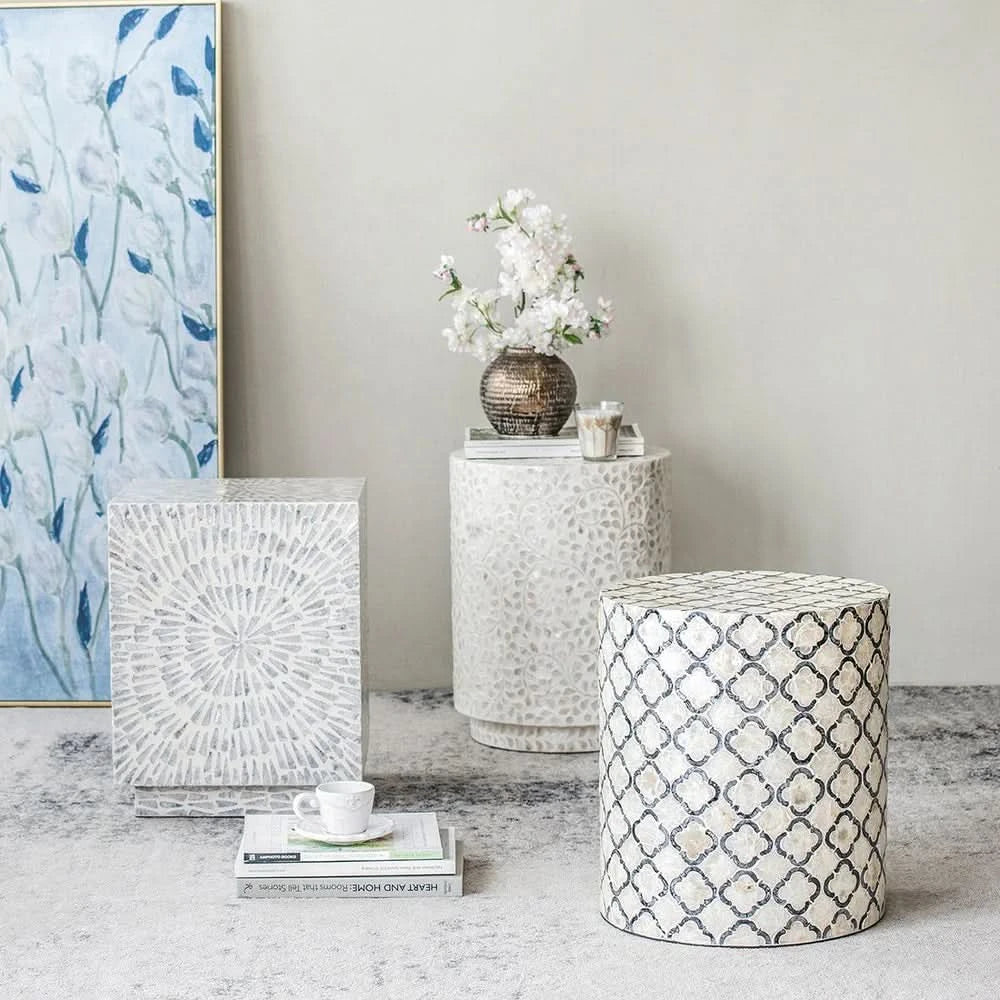 MADEIRA  STOOL/SIDE TABLE/LAMP TABLE/ACCENT TABLE - MyChocolateWood