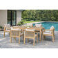 IRINI ACACIA WOOD 7-PIECE OUTDOOR DINING SET SANDBLAST COLOURED FRAME/STONE COLOURED FABRIC - MyChocolateWood