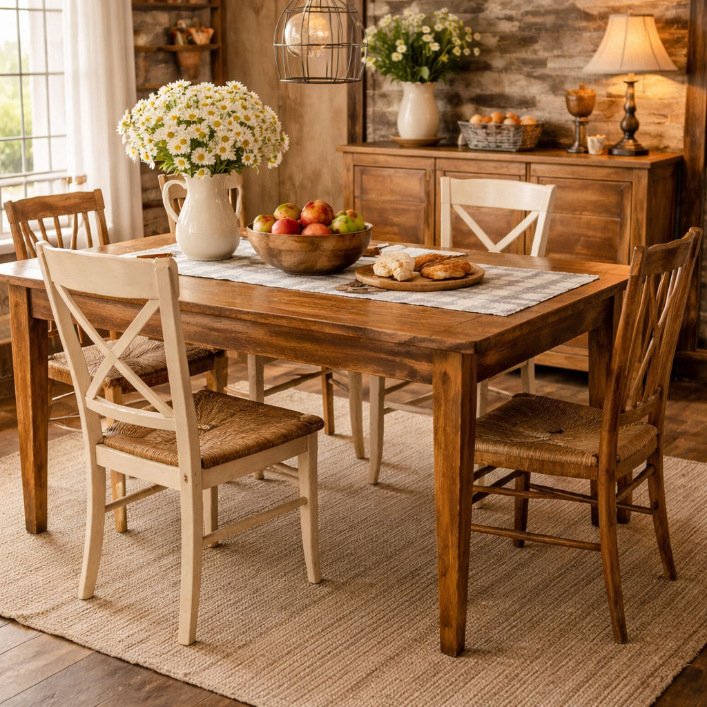 LINDI RUSTIC COUNTRY DINING TABLE RECYCLED ELM WOOD TIMBER FARMHOUSE 150CM IN HONEY - MyChocolateWood