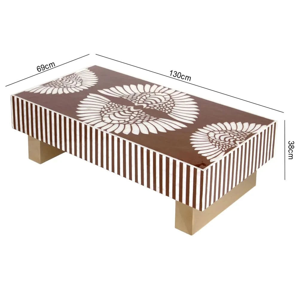 ARIA MOTHER OF PEARL HAND INLAY COFFEE TABLE - MyChocolateWood