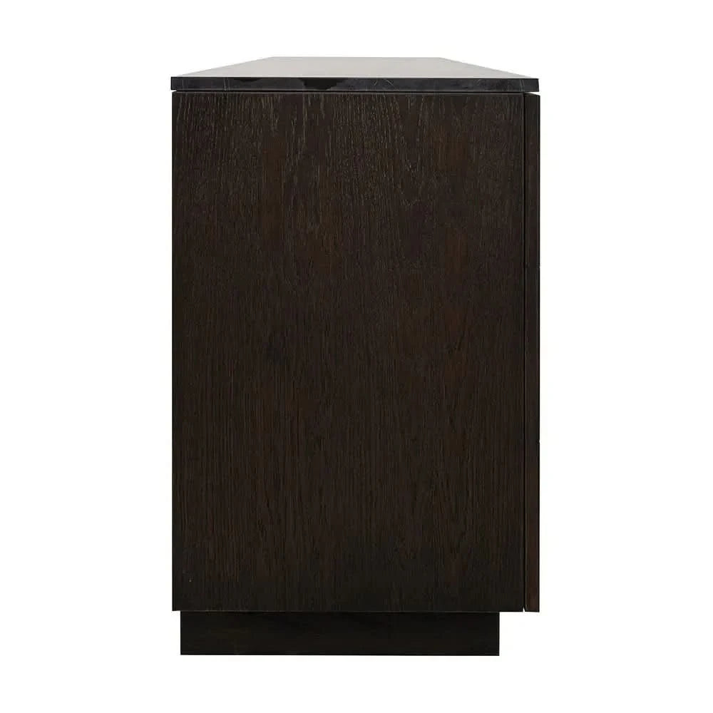 HAMPSHIRE TRAVERTINE/SMOKED OAK 4-DOOR BUFFET/SIDEBOARD - - MyChocolateWood