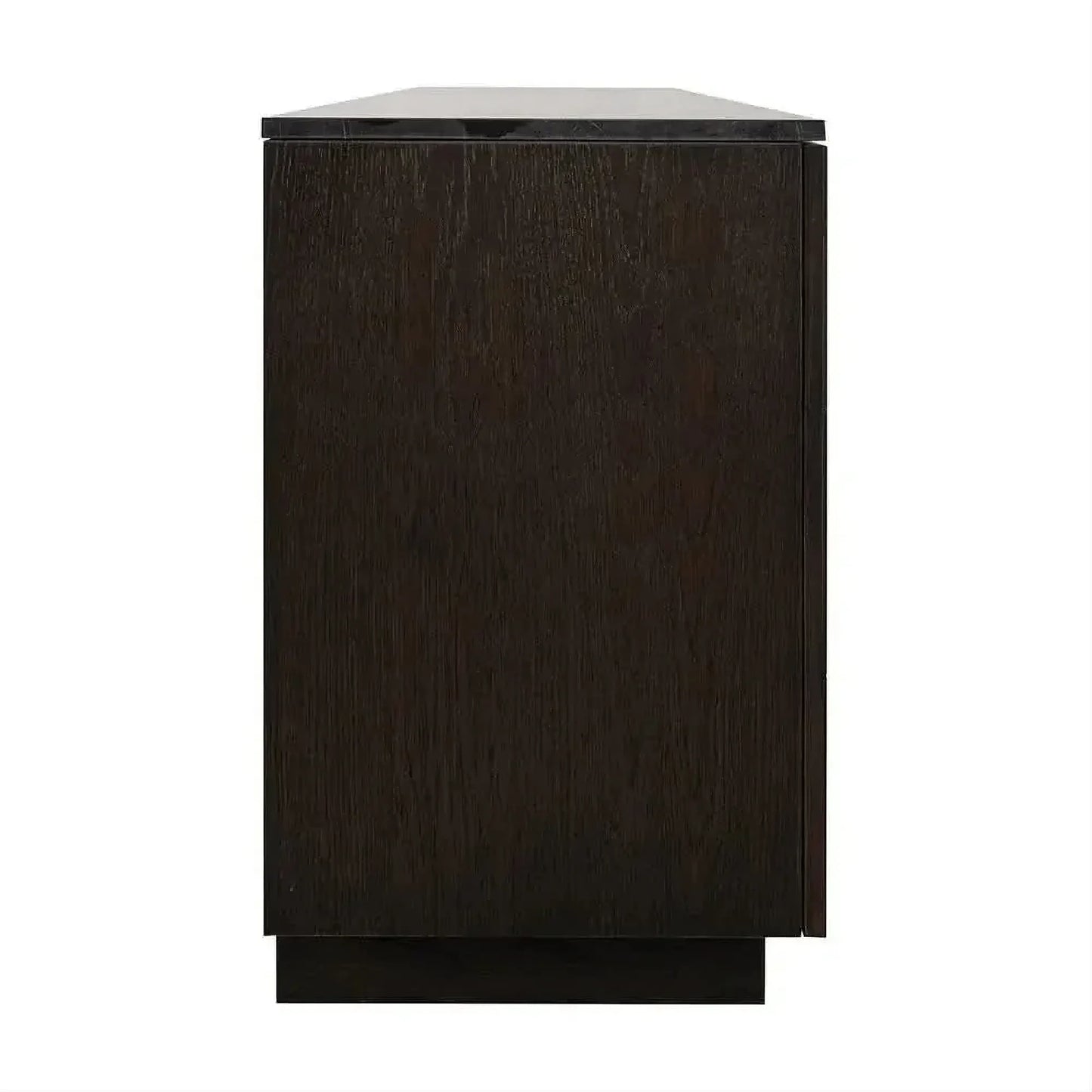 Hampshire 4-Door Buffet in Smoked Oak with Black Marble Top - Chocolate Wood