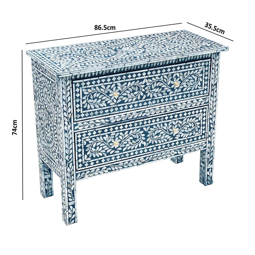 RADIANCE MOTHER OF PEARL HAND MADE SWIRL CHEST OF 2 DRAWERS - MyChocolateWood