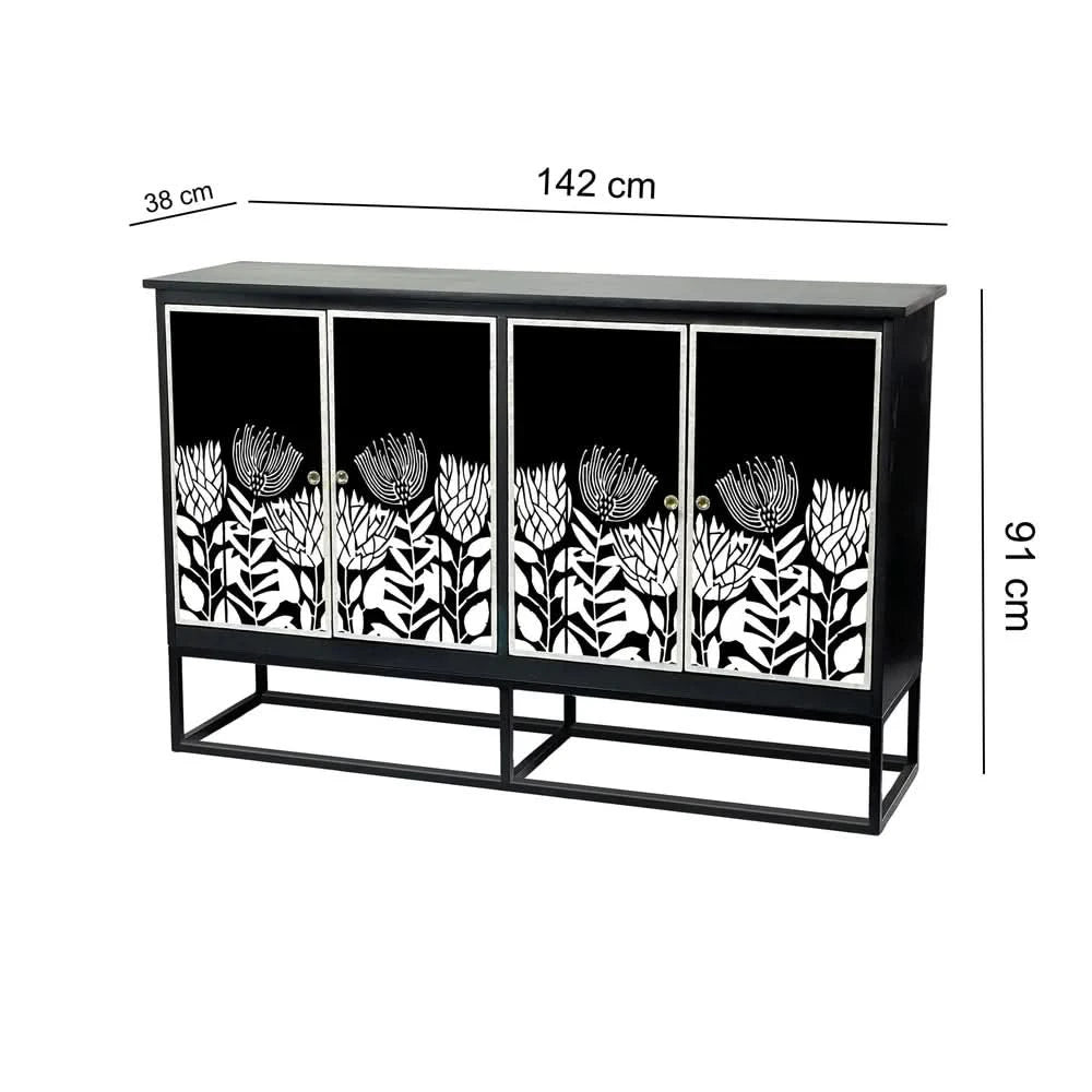 CYNTHIA  MOTHER OF PEARL HAND INLAY 4-DOOR SIDEBOARD/BUFFET - MyChocolateWood
