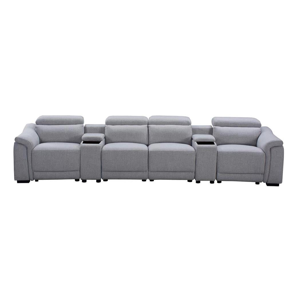GALLERIA 4-SEATER HOME THEATRE SOFA - 4 ELECTRIC RECLINERS GREY - MyChocolateWood
