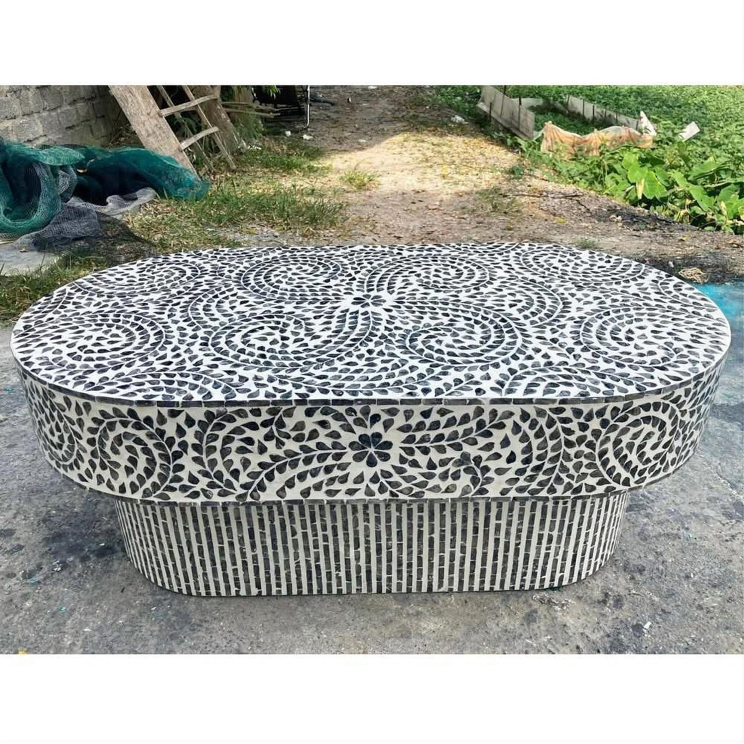 GAYNOR FLORAL MOTHER OF PEARL COFFEE TABLE