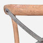 MALMO CROSS BACK OAK BAR STOOL WITH GREY METAL STRAPS - MyChocolateWood