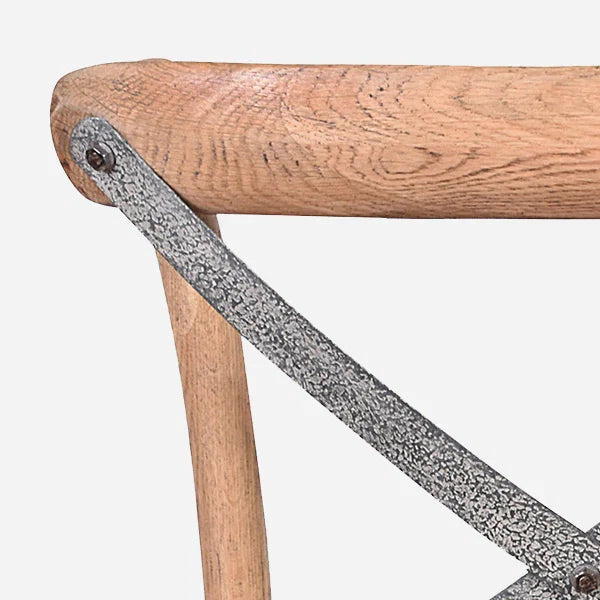 Malmo Cross Back Bar Stool with Grey Metal Straps - Chocolate Wood