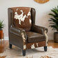 ABE HAND MADE COWHIDE & GENUINE LEATHER ARMCHAIR - MyChocolateWood