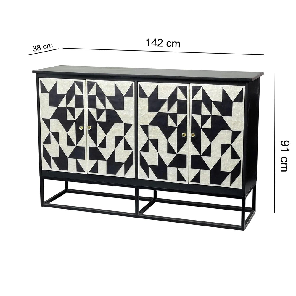 DELTA  MOTHER OF PEARL HAND INLAY 4-DOOR SIDEBOARD/BUFFET - MyChocolateWood