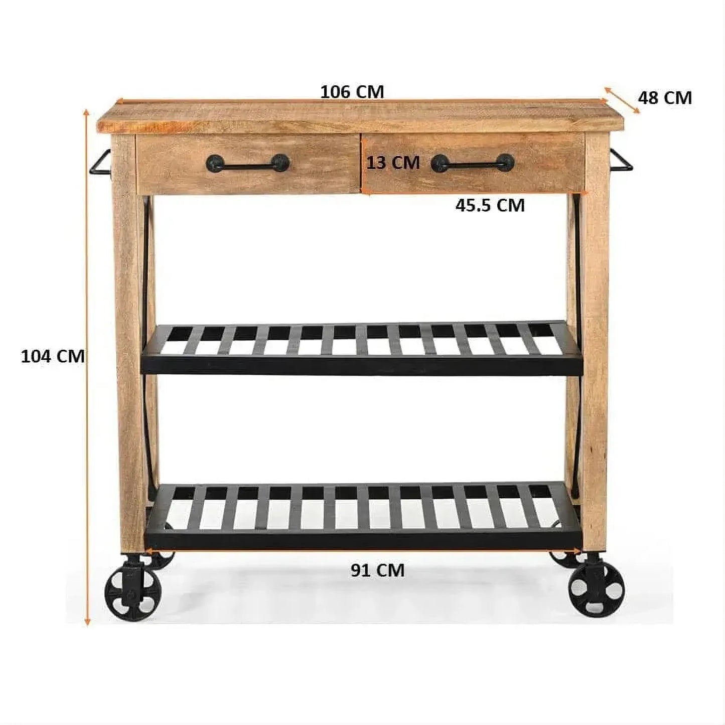 MEDGAR RECYCLED BUTLERS TROLLEY ON WHEELS - MyChocolateWood