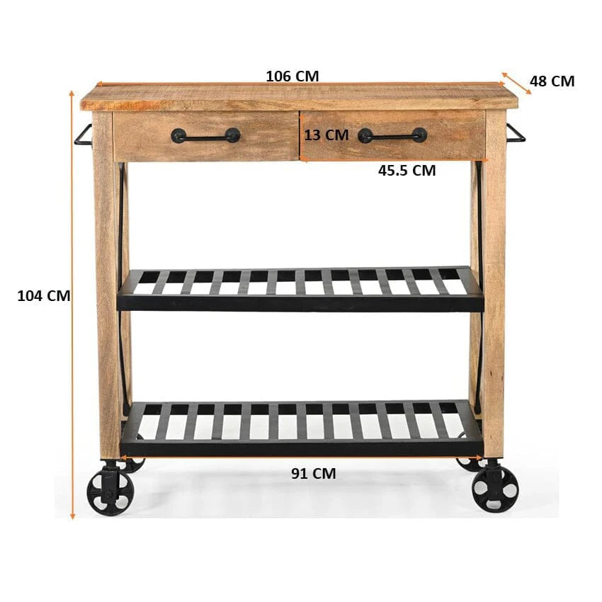 MEDGAR  RECYCLED BUTLERS TROLLEY ON WHEELS - MyChocolateWood