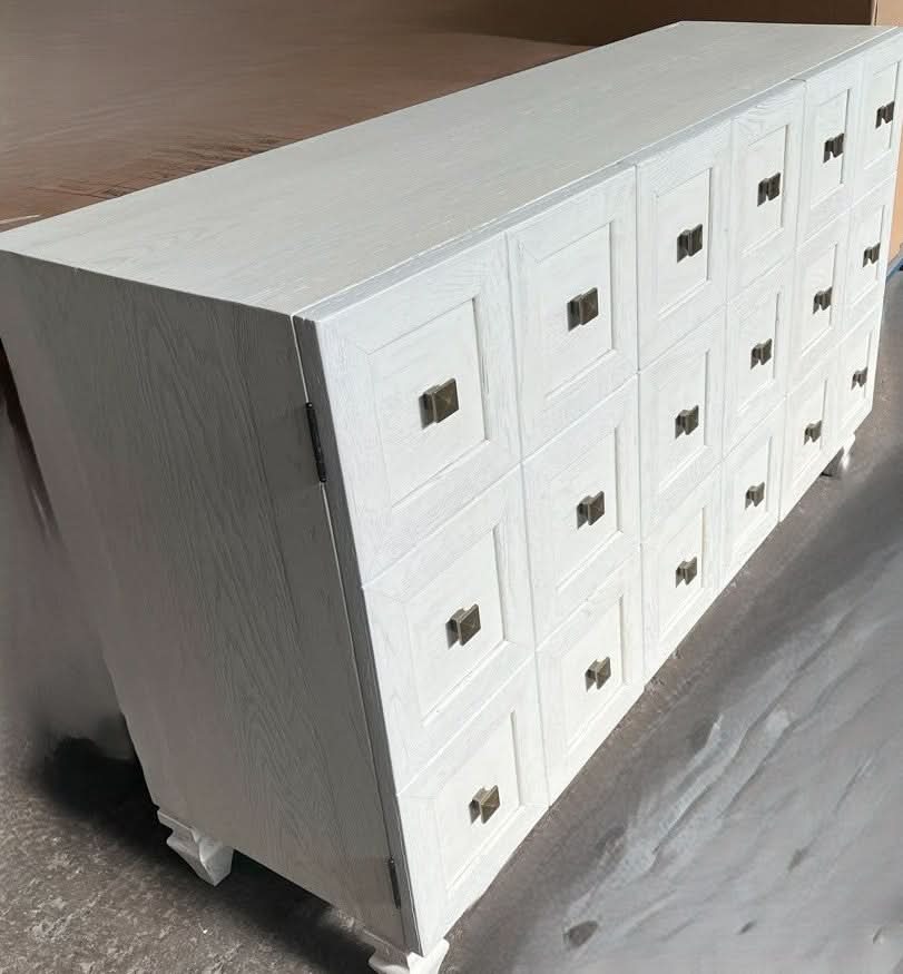 CHIKO VINTAGE STYLE 2-DOOR 3-DRAWER SIDEBOARD/BUFFET WHITE - MyChocolateWood