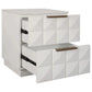 Hampshire 2-Drawer Bedside Table in White Oak with White Marble Top - Chocolate Wood