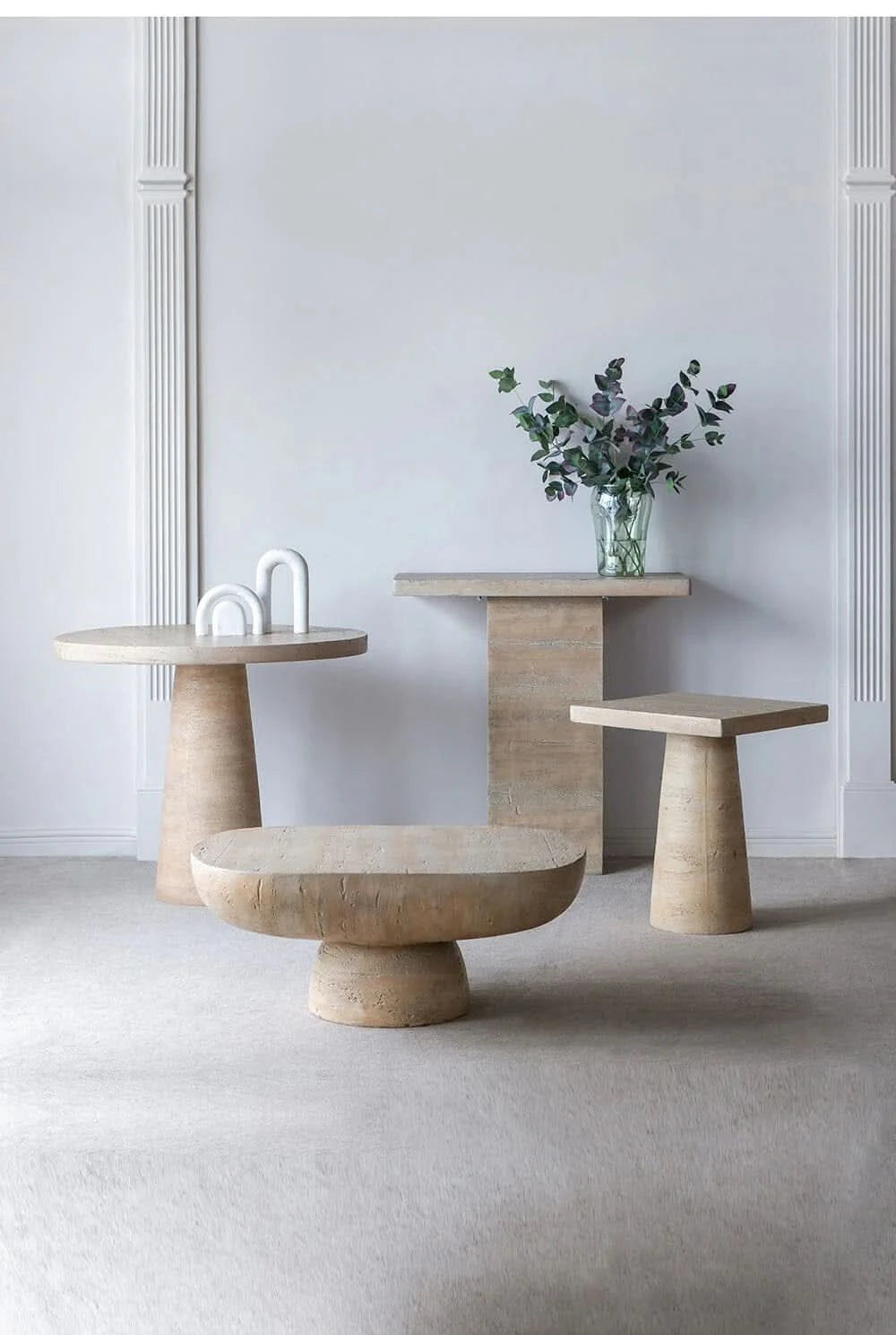 BARDOT ROUND CEMENT SIDE TABLE/LAMP TABLE NATURAL - MyChocolateWood