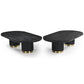Raven Handmade Solid Mango Column Coffee Table with Gold Accents