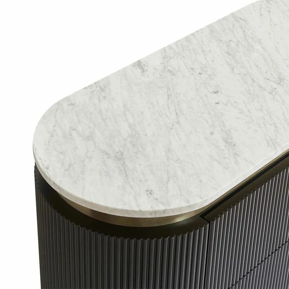 DENEUVE 3 DRAWER CHEST OF DRAWERS BLACK WITH CARRARA MARBLE TOP - MyChocolateWood