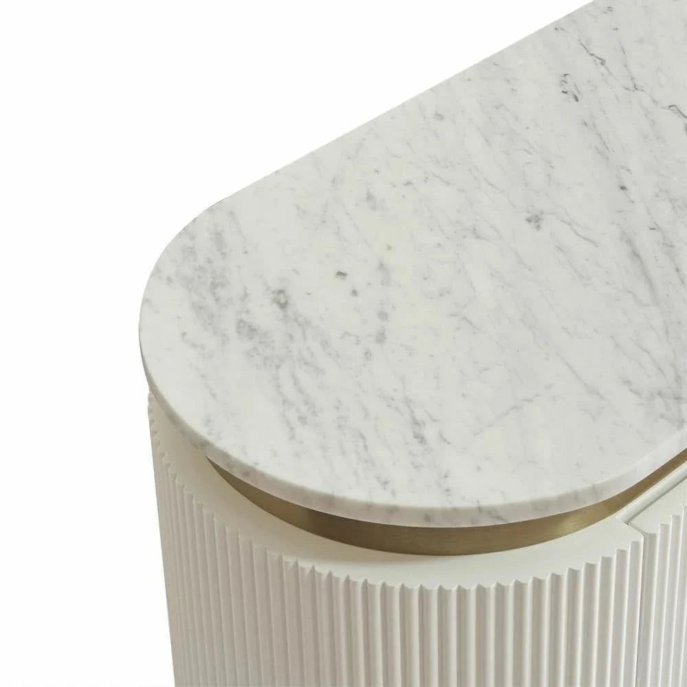 DENEUVE 3 DRAWER CHEST OF DRAWERS WHITE WITH CARRARA MARBLE TOP - MyChocolateWood