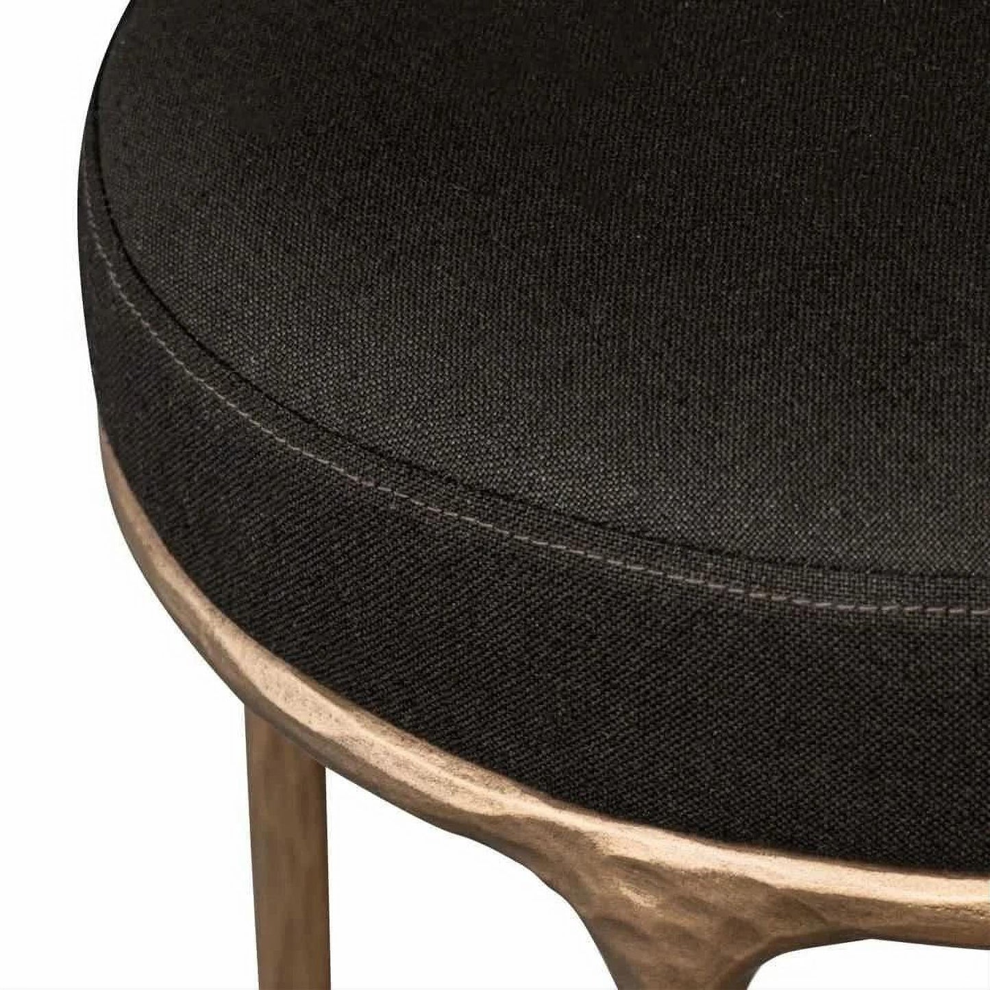 Soren Kitchen Stool with brass frame and black linen top detail