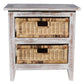 Cove Mahogany Whitewash 2-Drawer Bedside Table/Chest of Drawers with 2 Rattan Baskets