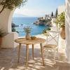Fitan Solid Oak Round Dining Table 120cm & 4 Melrose Cross Back Chairs in White - Chocolate Wood
