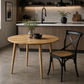 Fitan Solid Oak Round Dining Table 120cm & 4 Melrose Cross Back Chairs in Black - Chocolate Wood