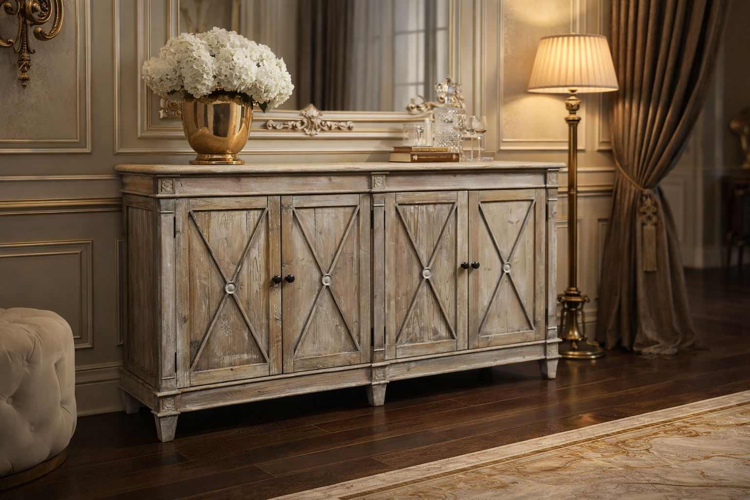 PROVENZ RECYCLED ELM RUSTIC 4-DOOR BUFFET SIDEBOARD 165CM - MyChocolateWood