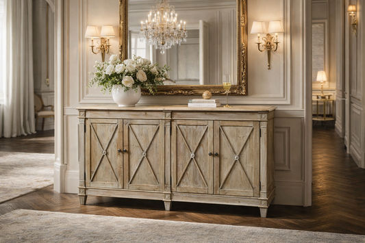 PROVENZ RECYCLED ELM RUSTIC 4-DOOR BUFFET SIDEBOARD 165CM - MyChocolateWood