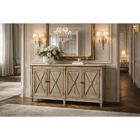 PROVENZ RECYCLED ELM RUSTIC 4-DOOR BUFFET SIDEBOARD 165CM - MyChocolateWood