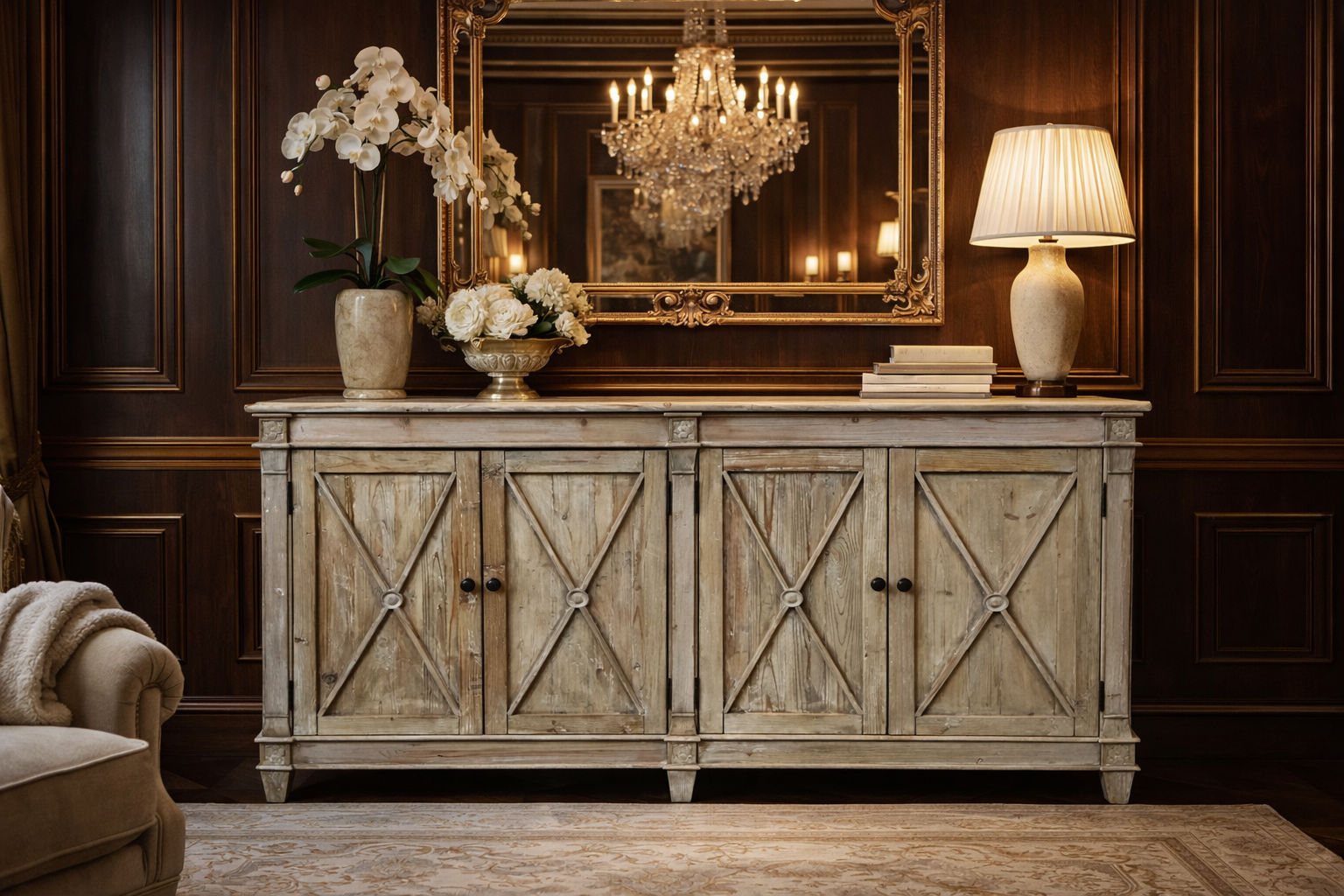 PROVENZ RECYCLED ELM RUSTIC 4-DOOR BUFFET SIDEBOARD 165CM - MyChocolateWood