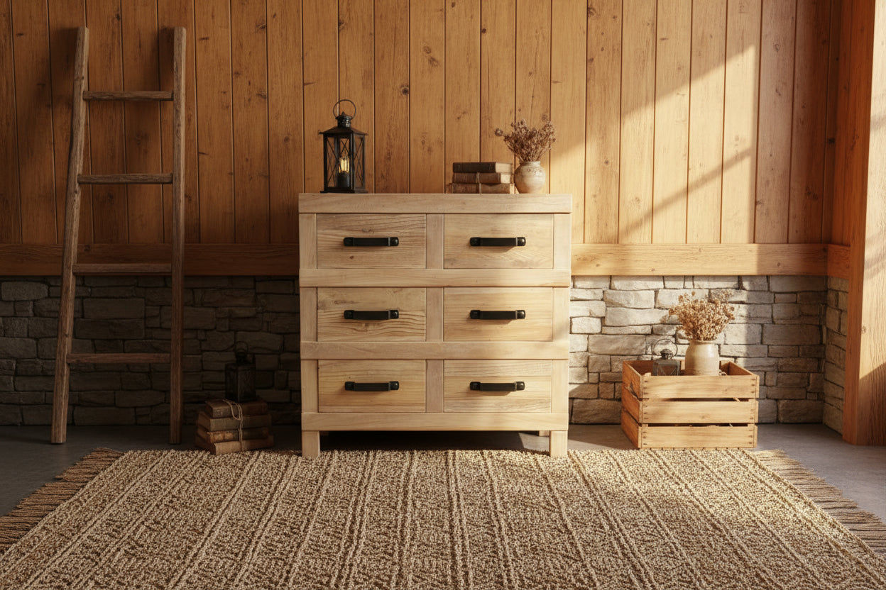 FAIRMONT RECLAIMED ELM TIMBER 6 DRAWER CHEST OF DRAWERS RUSTIC